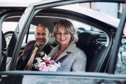 Bride arriving before the wedding at York Registry Office