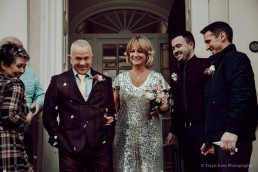 Bride and groom after a wedding at York Registry Office